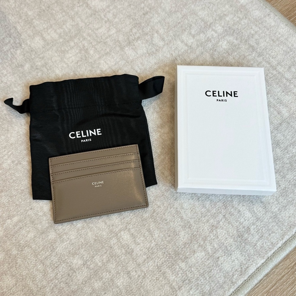 Celine Brown Leather Key and Card Holder